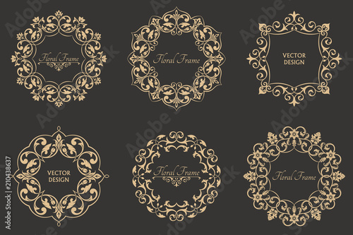 Set of circular baroque patterns