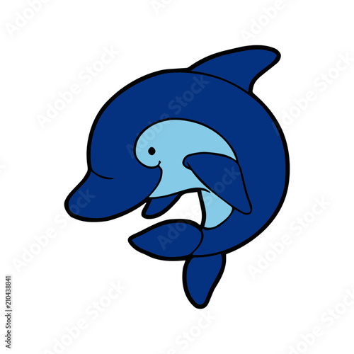 Dolphin cartoon illustration isolated on white background for children color book