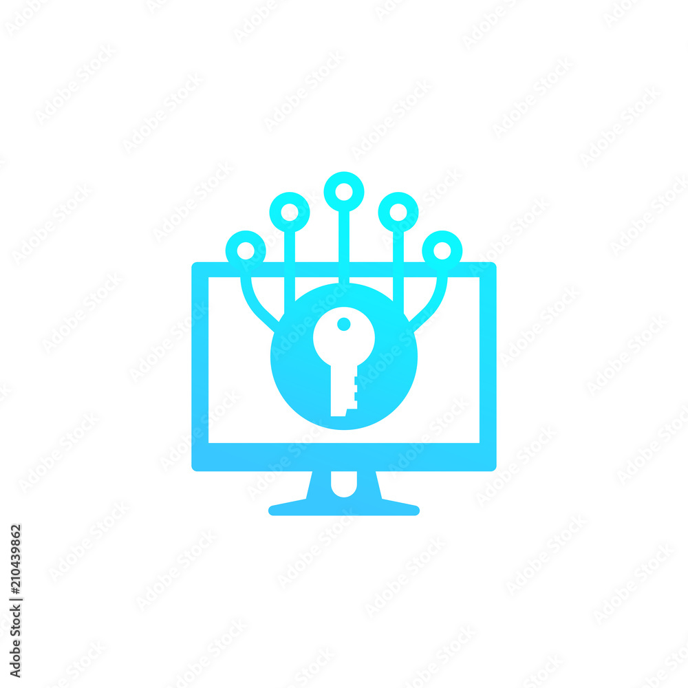 Encryption and cyber protection, vector icon on white Encryption and cyber protection, vector icon on white