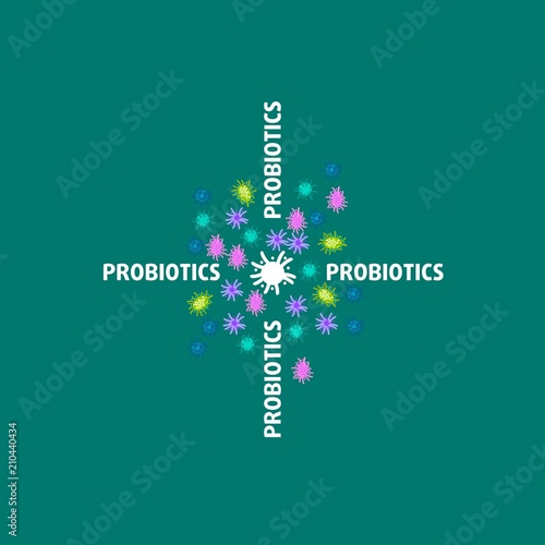 probiotics bacteria logo. concept of healthy nutrition ingredient for therapeutic purposes. simple flat style trend modern logotype graphic design isolated on white background