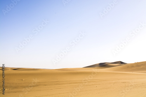 Desert and clear sky in China. No people in the picture.