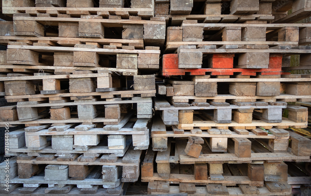 background. neatly folded wooden pallets