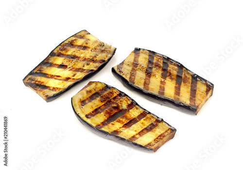aubergines fried on a grill