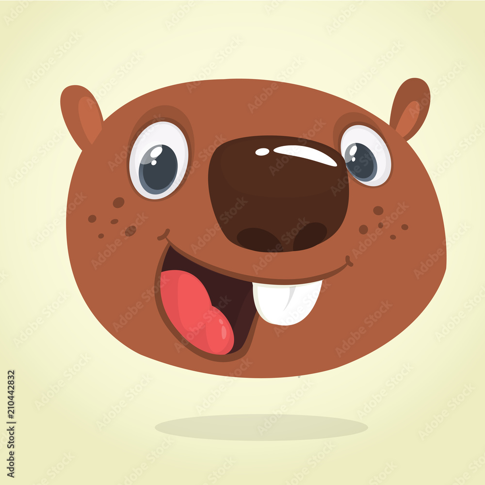 Cute cartoon beaver head icon laughing. Vector illustration. Beaver expressions set Cute cartoon beaver head icon laughing. Vector illustration. Beaver expressions set