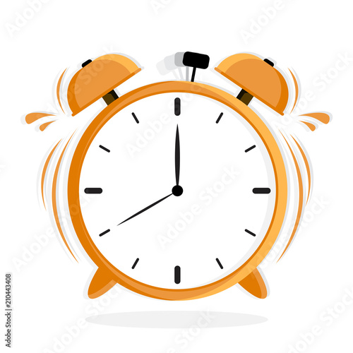 Yellow alarm clock . Ringing clock. Vector illustration design. photo