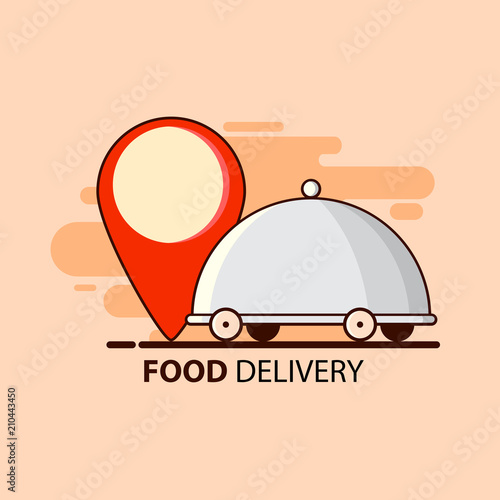 Food delivery in flat style with restaurant food and point. Vector illustration design. Delivery service.