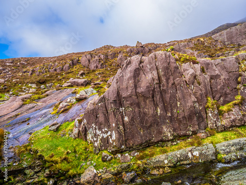 The rocky hills at Connor Pass on Dingle Peninsula Ireland photo