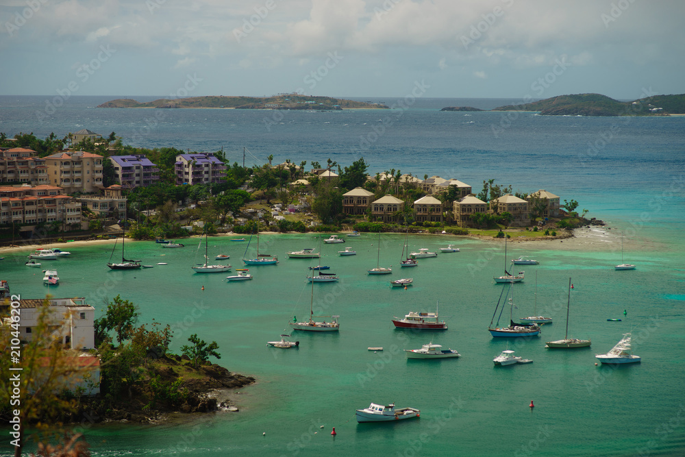 Cruz Bay, St John, United States Virgin Islands with a lot sailboats