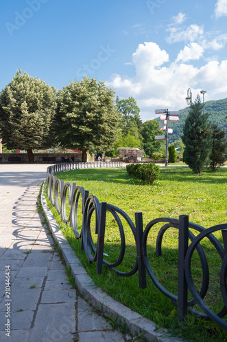fence, grass, path, nature, road, landscape, sky, green, farm, countryside, rural, wooden, wood, trees, country, summer, tree, bridge, field, blue, park, forest, trail, gate, meadow, montenegro, cetin