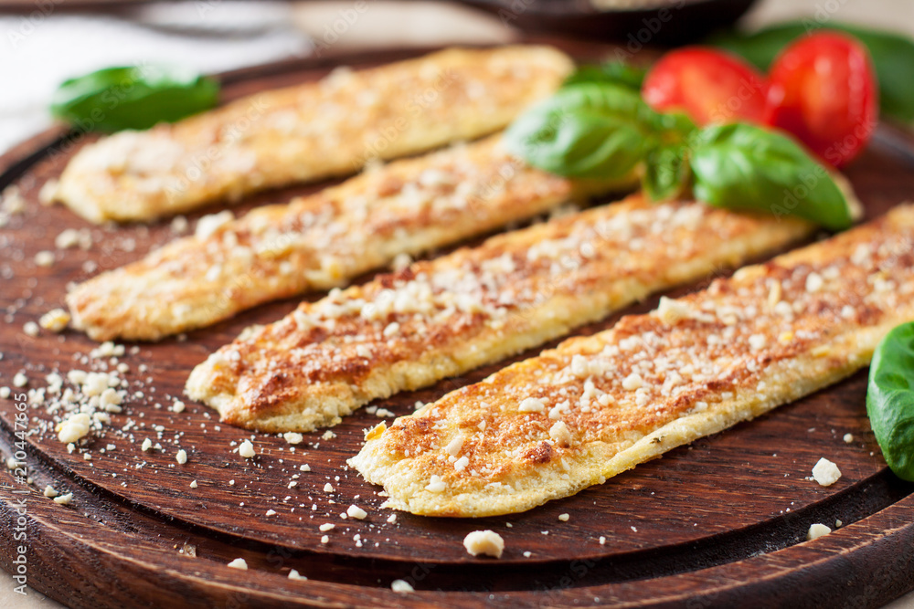 Vegan breadsticks with garlic and cashew cheese