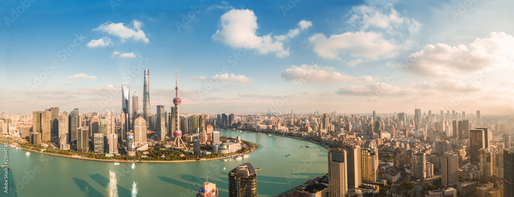 Panorama view of Shanghai city.  - obrazy, fototapety, plakaty 