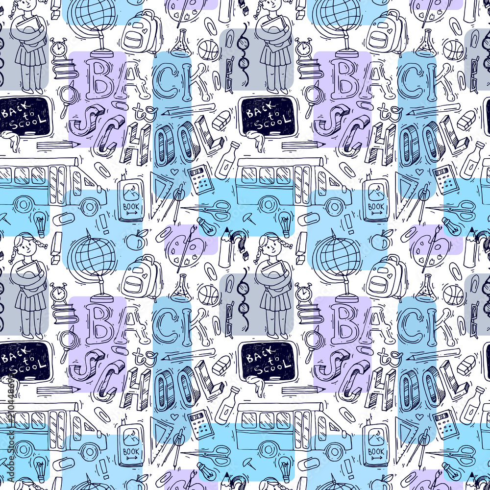 Obraz premium Beautiful hand drawn set of vector illustration back to school.