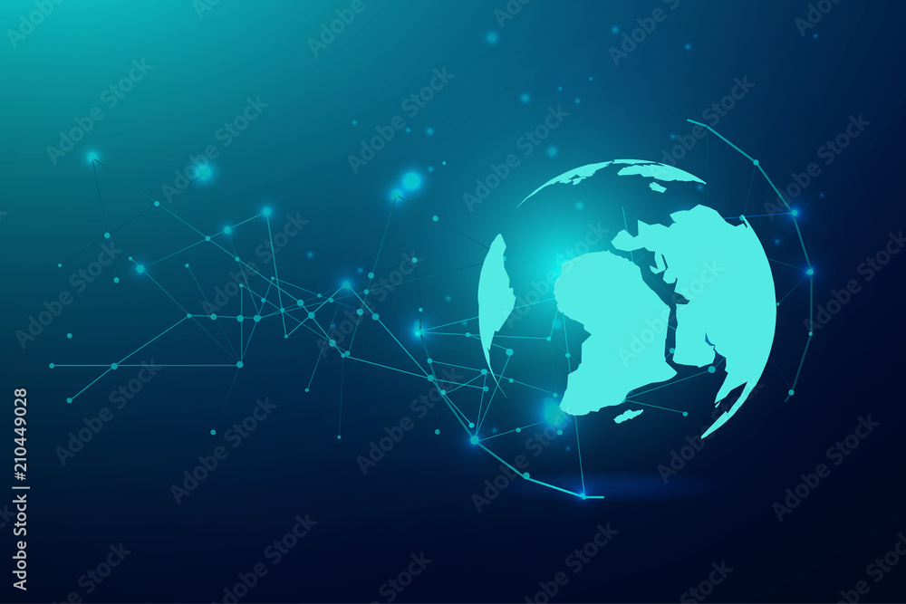 Global network connection with business concept and world map line, vector illustrator Global network connection with business concept and world map line, vector illustrator
