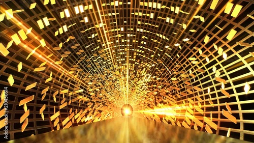 Gold Stage Glitter Glamour Luxury Awards Show Glow Shining Ceremony 3D 4K Tunnel
