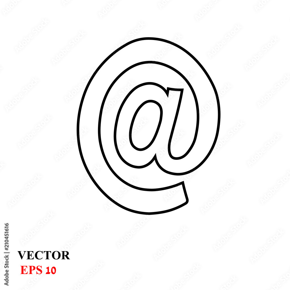 The at sign,@. Icon e-mail. Vector illustration