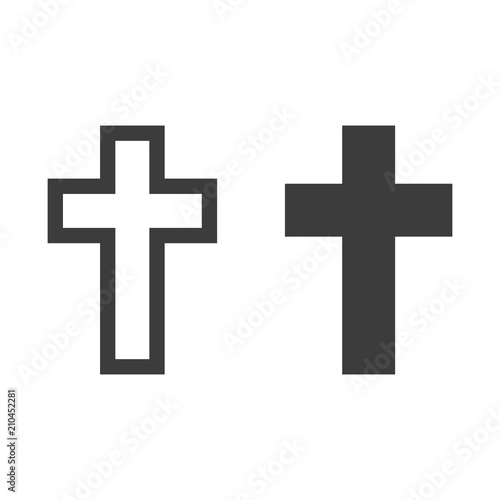 Religion cross icon on white background.