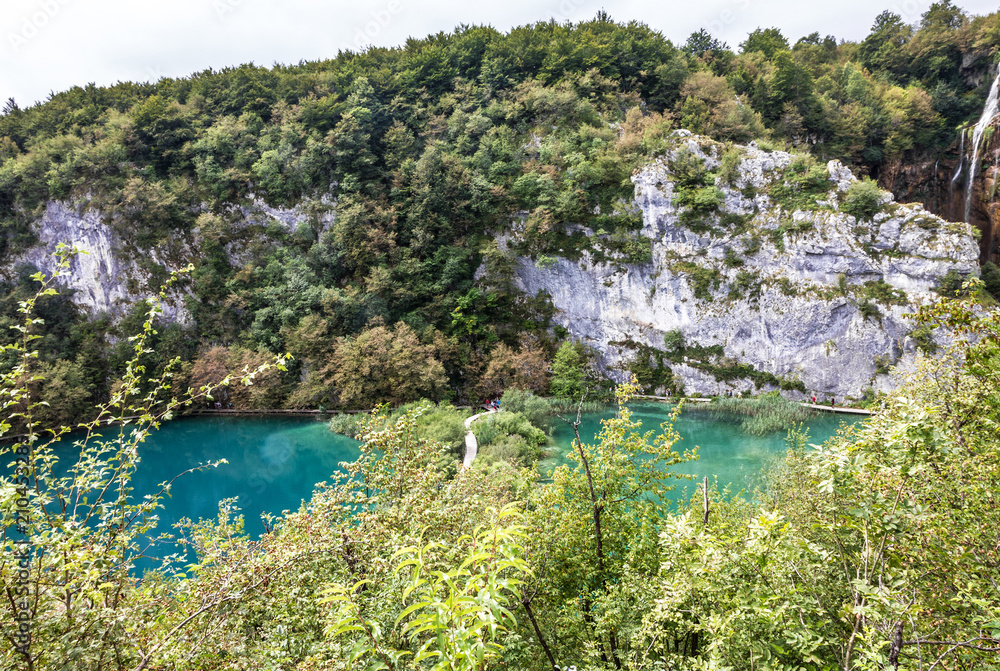 Croatia lake landscape, national park Plitvice lakes