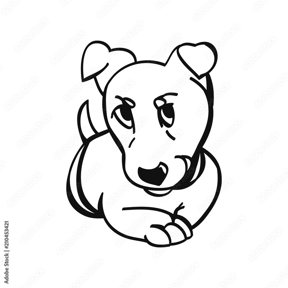 Fototapeta premium Puppy from a cartoon, the contour of the dog on a white background