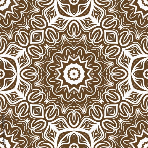 Floral Geometric Pattern with hand-drawing Mandala. Vector super illustration. For fabric  textile  bandana  scarg  print.