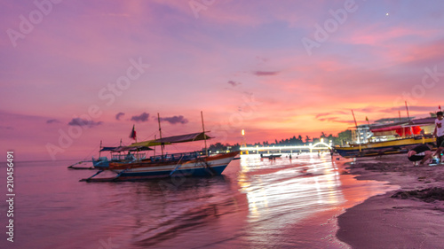 Beautiful sunset at the beach of Morong, Bataan, Philippines photo