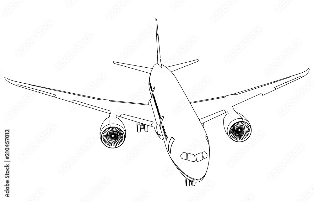 Airplane lines illustration. Abstract vector aircraft on the white background Airplane lines illustration. Abstract vector aircraft on the white background