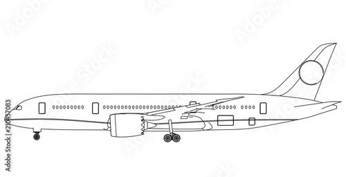Airplane lines illustration. Abstract vector aircraft on the white background