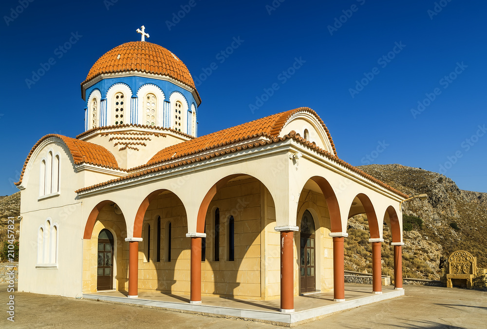 Greece - nature and traditions. Small church near the sea in beautiful Crete island