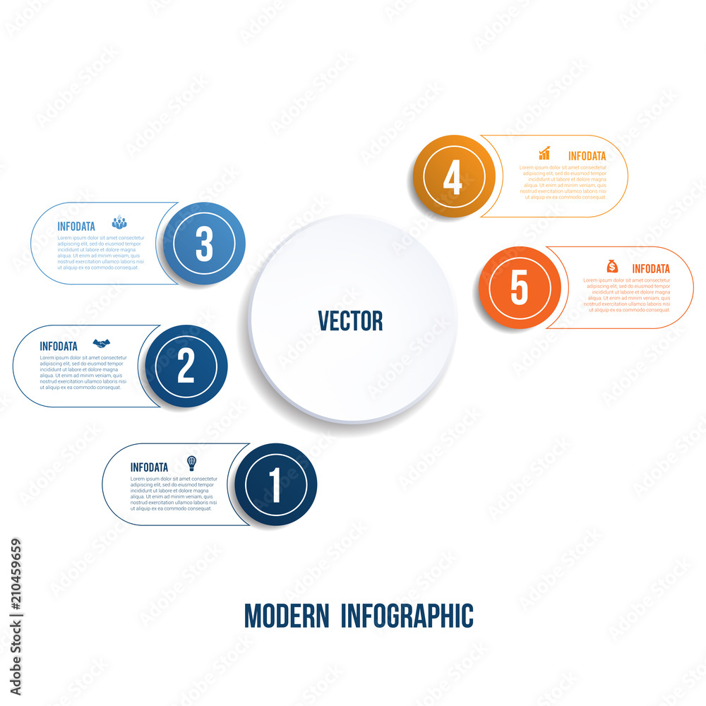 Modern Infographic. Chart template for presentation 5 options Modern Infographic. Chart template for presentation 5 options