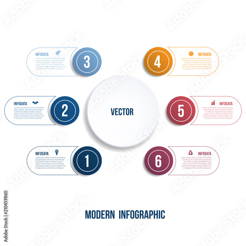Modern Infographic. Chart template for presentation 6 options