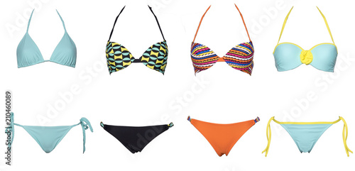 set of swimsuits or bikini isolated on white background. New summer fashion. Colorfull and sexy, Trendy bikini