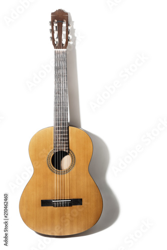 Acoustic guitar. Classical spanish guitar isolated on white