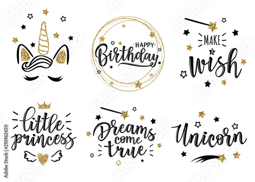 Vector gold greeting set