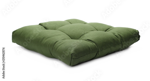 Fotografía green soft pillows on chair isolated on white background