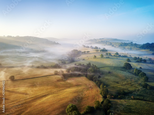 Flying over the Morning Mist in Peak District UK in June 2018