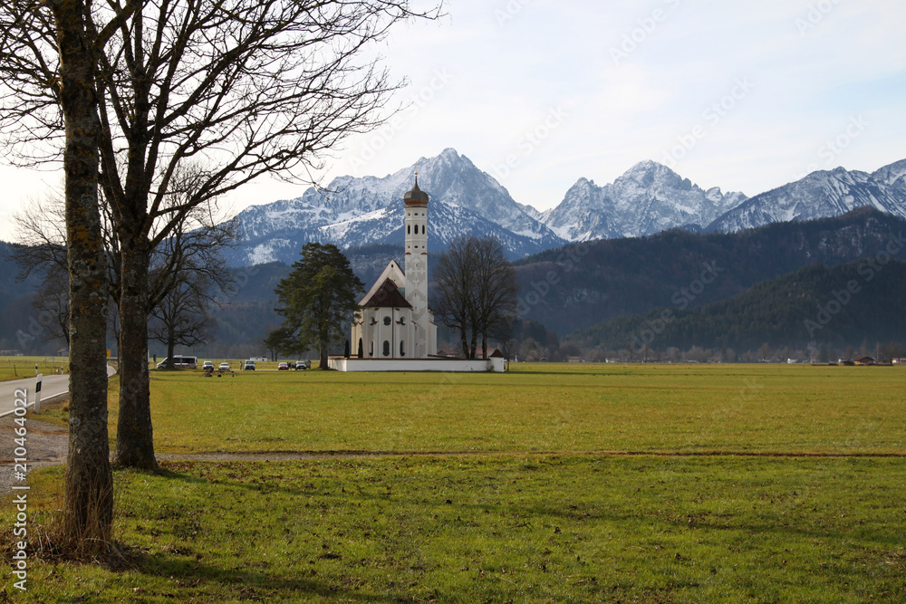 German Church with Mountains