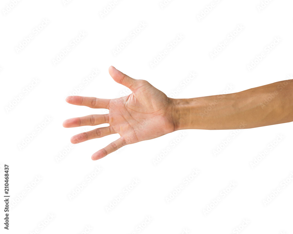 Clipping path hand gestures isolated on white background. Hand making number five sign or symbol gesture. Front hand hold gesture. Clipping path hand gestures isolated on white background. Hand making number five sign or symbol gesture. Front hand hold gesture.