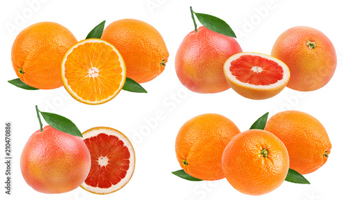 Fresh grapefruit isolated on white background  with clipping path