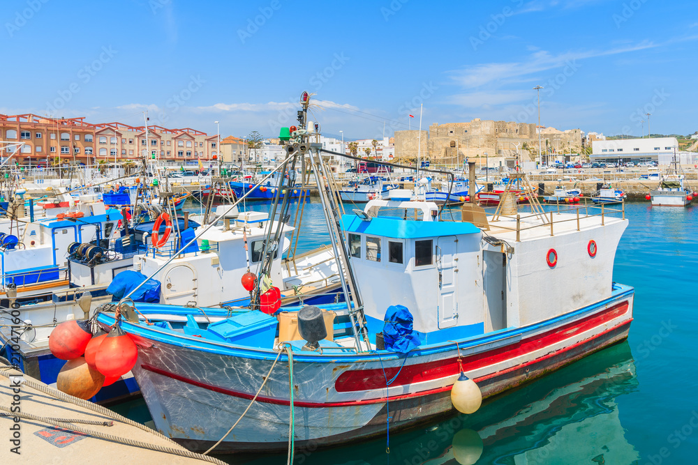 Fishing boats in Tarifa port, Andalusia, Spain