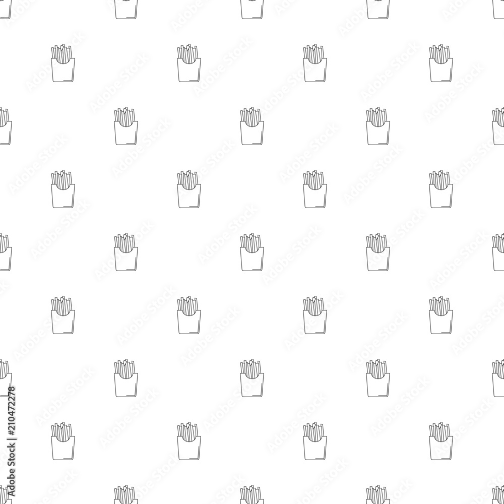 French fries background from line icon. Linear vector pattern French fries background from line icon. Linear vector pattern