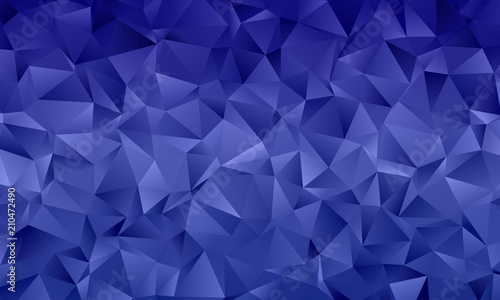 Dark blue polygon background with triangles of different shape and size Geometric pattern, backdrop. 