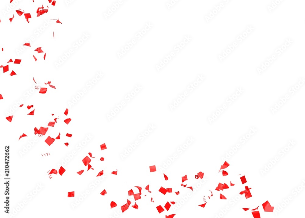 Bright and colorful confetti flying. Isolated background