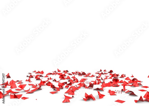 Bright and colorful confetti flying on the floor. Isolated background