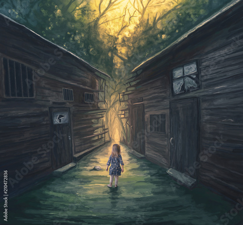 Little girl and pathway