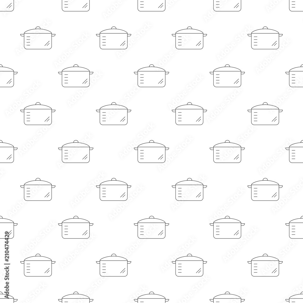 Cooking pan background from line icon. Linear vector pattern Cooking pan background from line icon. Linear vector pattern