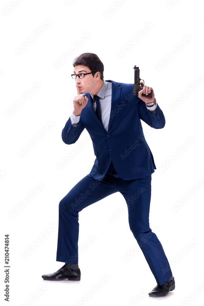 Businessman with gun isolated on white background Businessman with gun isolated on white background