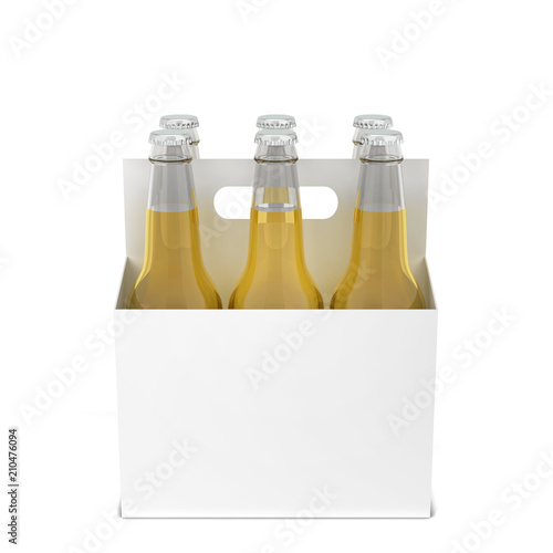Obraz na plátně Beer bottles six pack