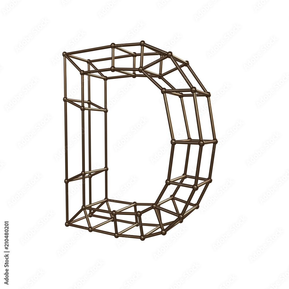 Construction letter D. 3D render of construction font isolated on white background Construction letter D. 3D render of construction font isolated on white background