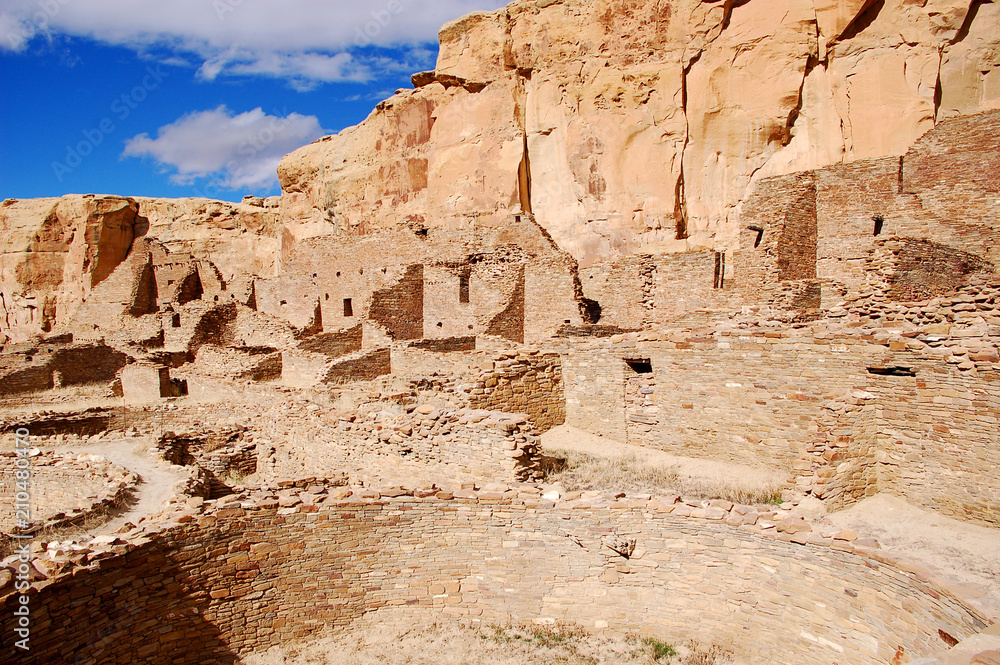 Chaco Canyon Anizazi great house ruins in Northern New Mexico