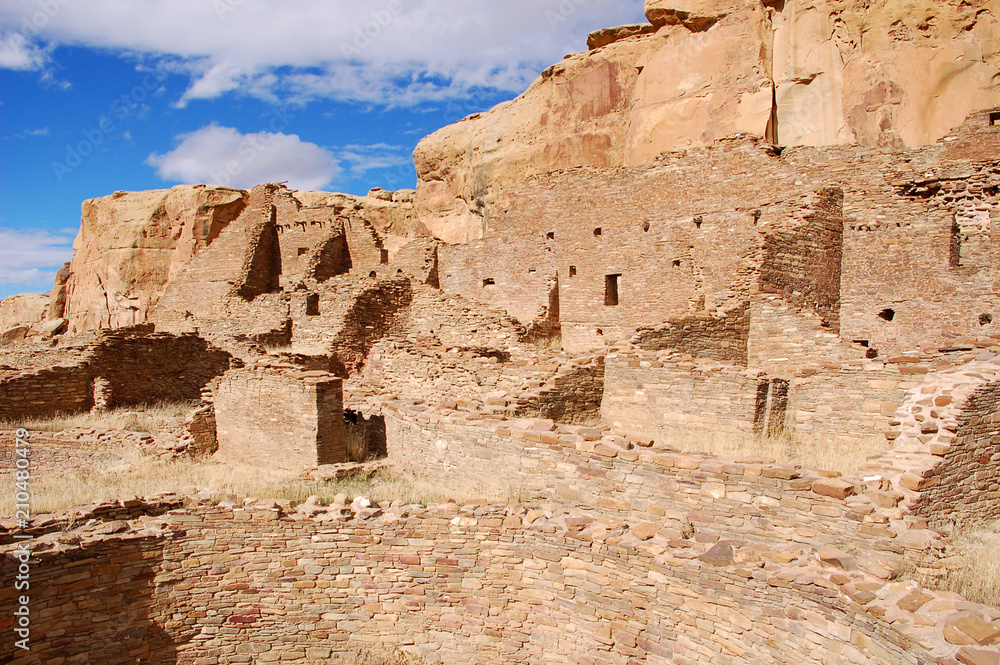 Chaco Canyon Anizazi great house ruins in Northern New Mexico