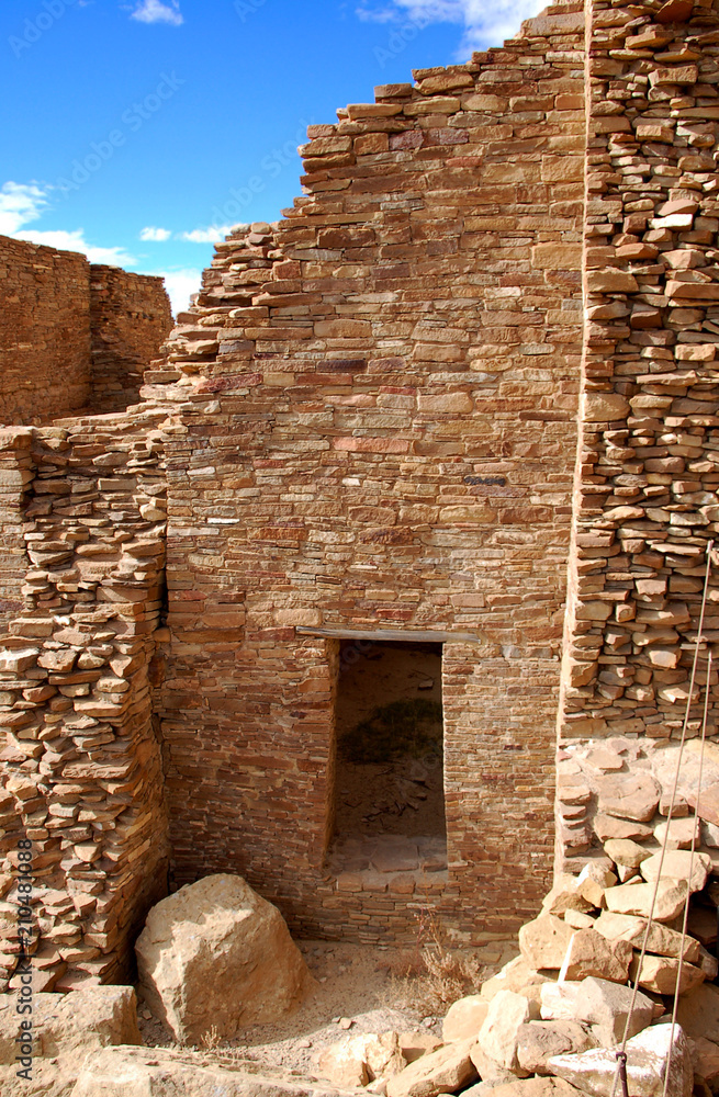 Chaco Canyon Anizazi great house ruins in Northern New Mexico